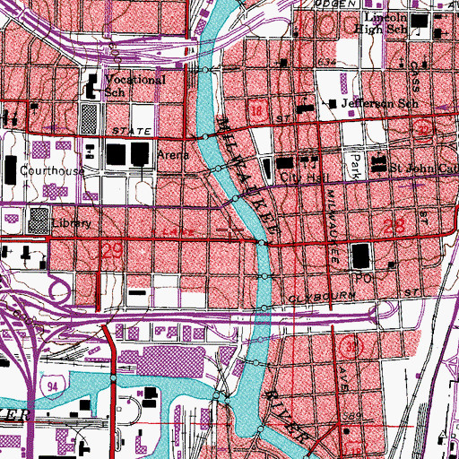 Topographic Map of Caswell Building, WI