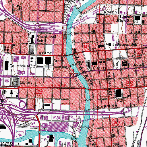 Topographic Map of Cawker Building, WI