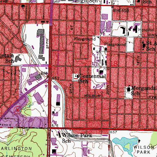 Topographic Map of Centennial Lutheran Church, WI