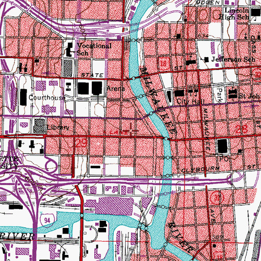Topographic Map of Center Building, WI