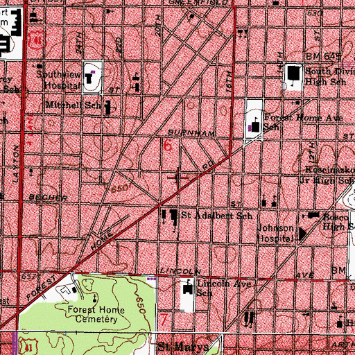 Topographic Map of Christ Baptist Church, WI