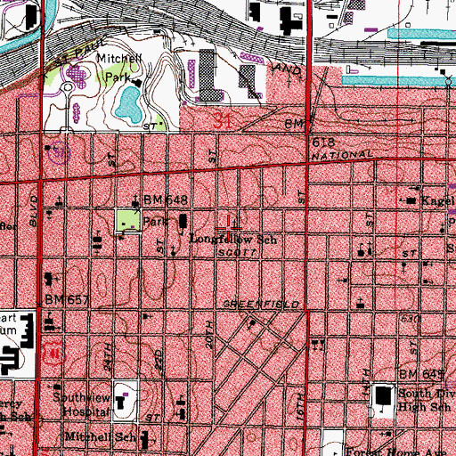 Topographic Map of Christ Latvian Evangelical Lutheran Church, WI