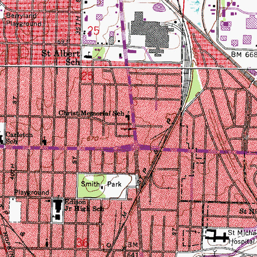 Topographic Map of Christ Memorial Lutheran Church, WI