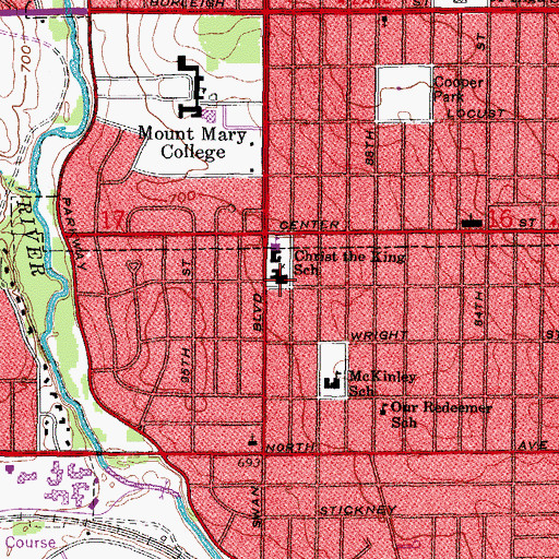 Topographic Map of Christ the King Roman Catholic Church, WI