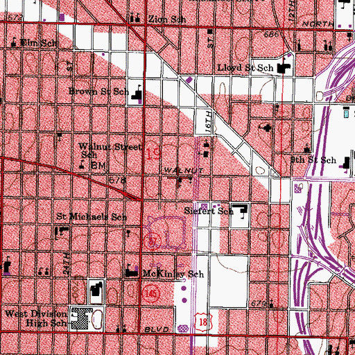 Topographic Map of Christ United Presbyterian Church, WI