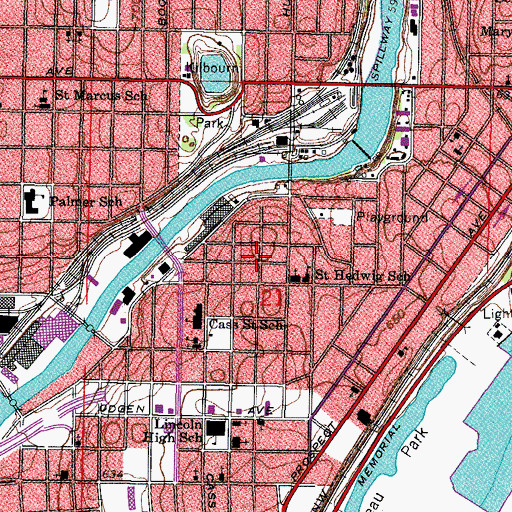 Topographic Map of Christian Congregational Church, WI