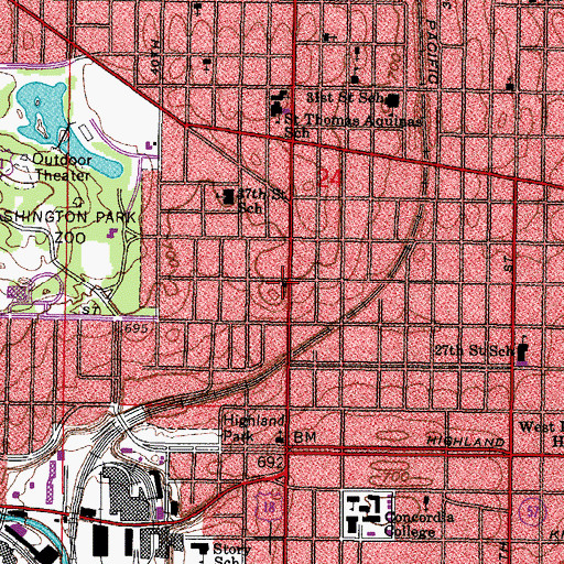 Topographic Map of Church of Christ, WI