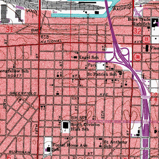 Topographic Map of Church of God, WI