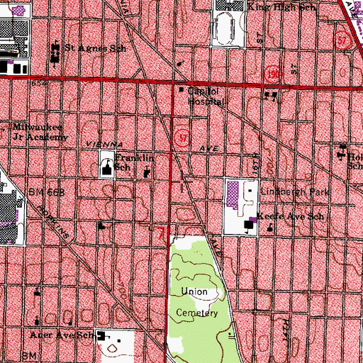 Topographic Map of Church of the Living God, WI