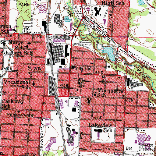 Topographic Map of Church of the Nazarene, WI