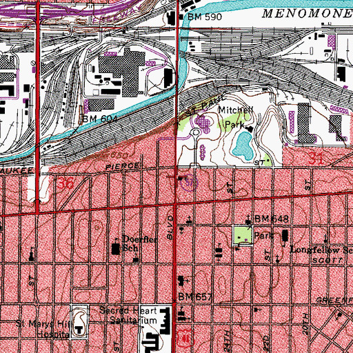 Topographic Map of Church of the Open Door, WI