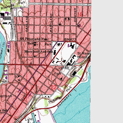 Topographic Map of Columbia Saint Mary's Hospital Milwaukee, WI