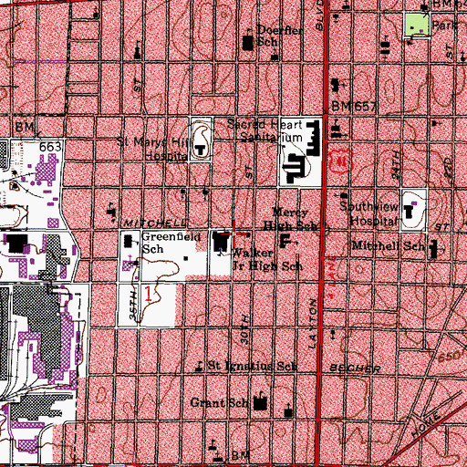 Topographic Map of Comstock Nursing Home, WI