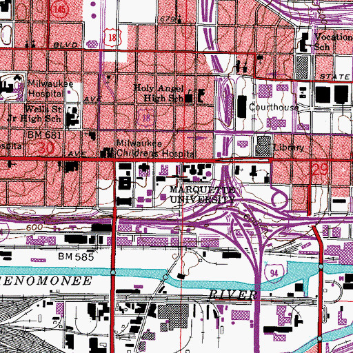 Topographic Map of Coughlin Hall, WI
