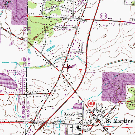 Topographic Map of Country Dale Elementary School, WI