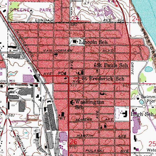 Topographic Map of Cudahy Methodist Church, WI