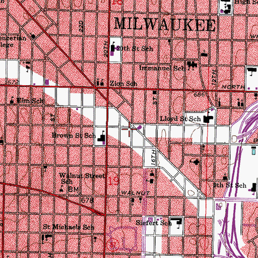 Topographic Map of Damascus Missionary Baptist Church, WI