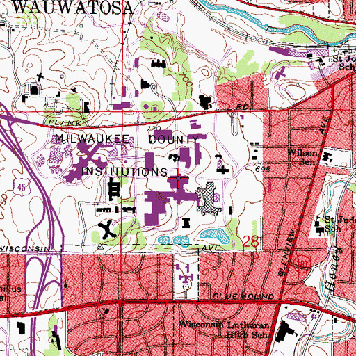 Topographic Map of Children's Hospital of Wisconsin Milwaukee, WI