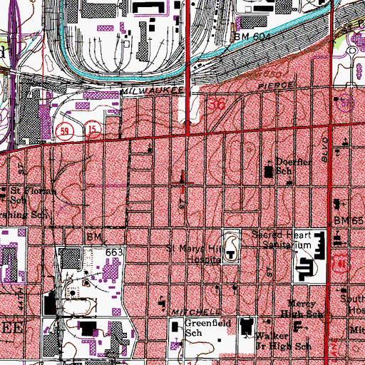 Topographic Map of Ebenezer Lutheran Church, WI