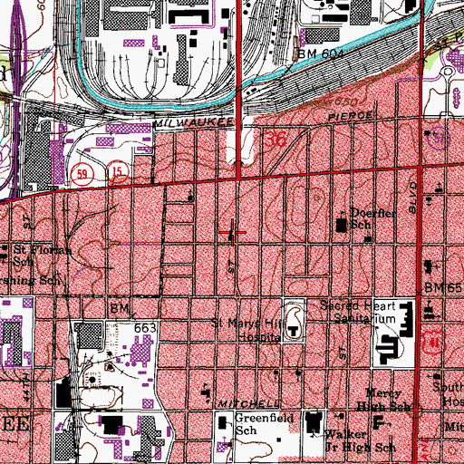Topographic Map of Ebenezer Lutheran School, WI