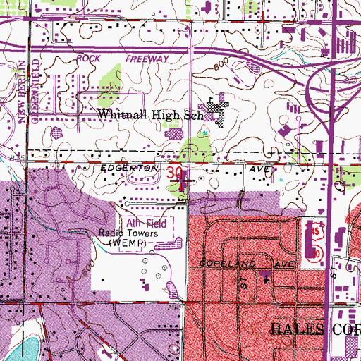 Topographic Map of Edgerton Elementary School, WI