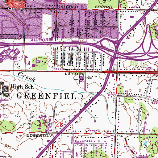 Topographic Map of Edgewood Elementary School, WI