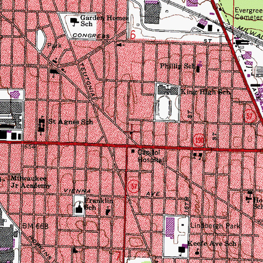Topographic Map of Elim Tabernacle, WI