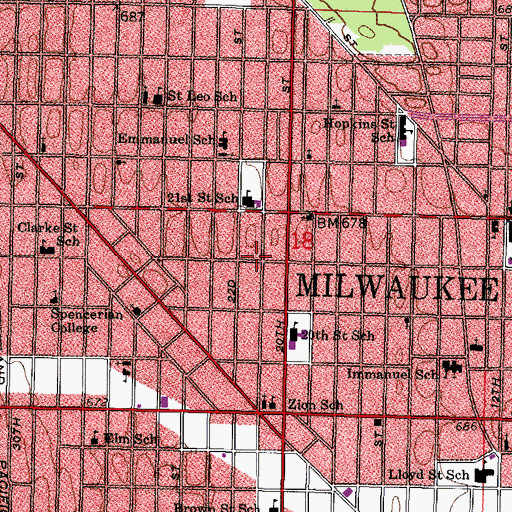 Topographic Map of Ellison Chapel African Methodist Episcopal Church, WI