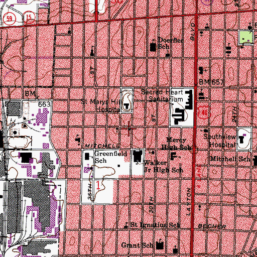 Topographic Map of Emmanuel Evangelical Lutheran Church, WI