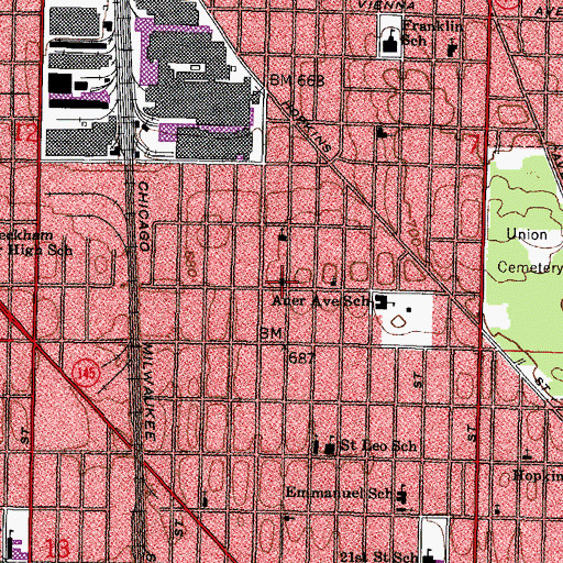 Topographic Map of English Evangelical Lutheran Church, WI