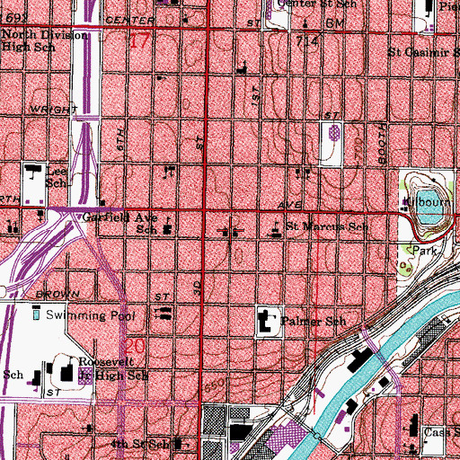 Topographic Map of Epworth Methodist Church, WI