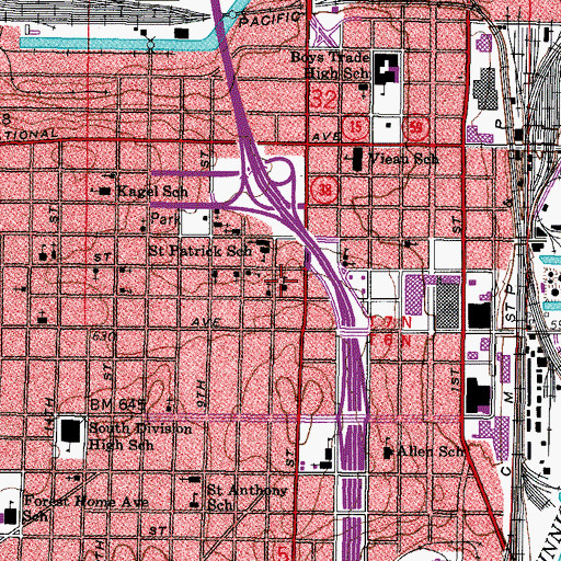 Topographic Map of Eugene Field Public School (historical), WI