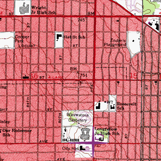 Topographic Map of Evangelical Covenant Church, WI