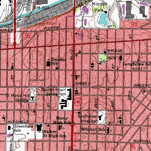 Topographic Map of Evangelical Lutheran Church of the Ascension, WI