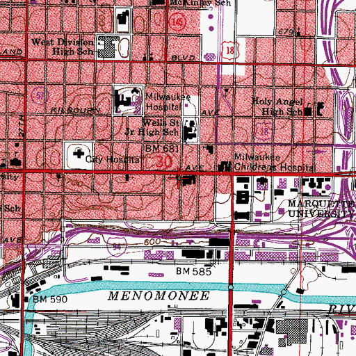 Topographic Map of Evangelical Lutheran Church of the Redeemer, WI