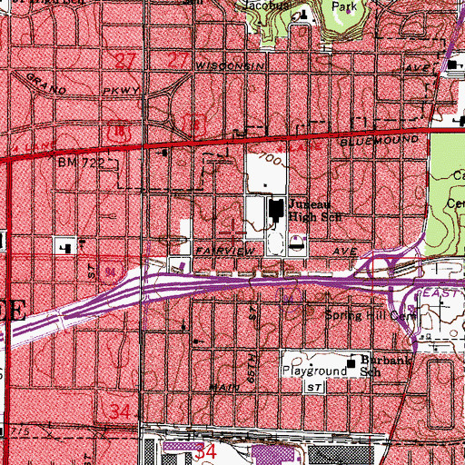 Topographic Map of Fairview Evangelical Lutheran School, WI