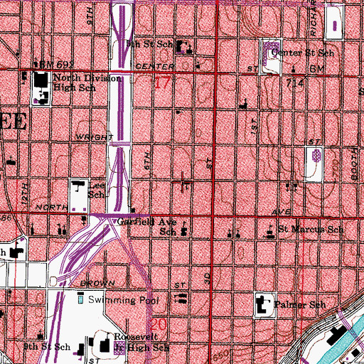 Topographic Map of Faith United Church of Christ, WI
