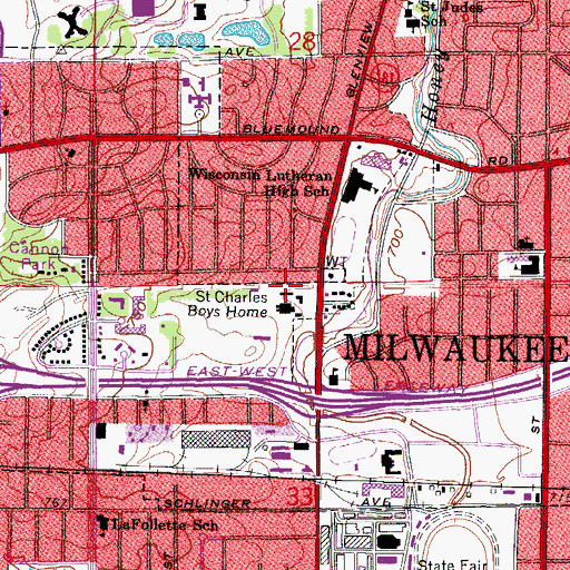 Topographic Map of Father Simeon Center, WI