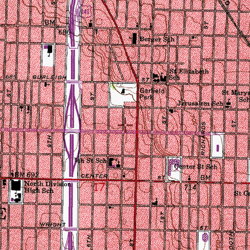 Topographic Map of Milwaukee Police Department District 5, WI