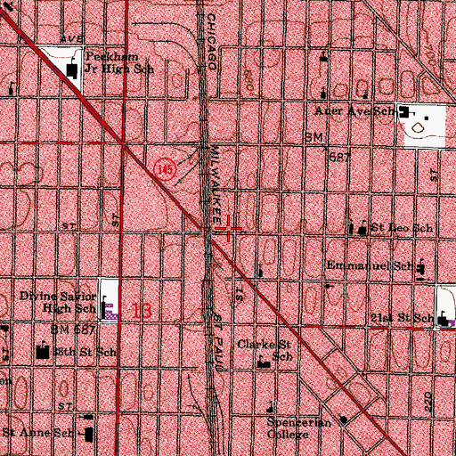Topographic Map of Milwaukee Fire Department Engine 13, WI
