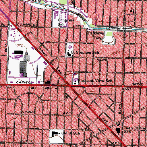 Topographic Map of Milwaukee Fire Department Engine 24, WI