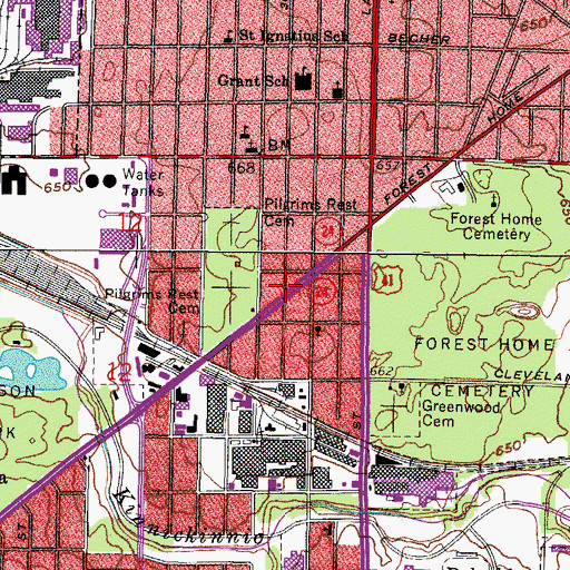 Topographic Map of Fire Station Number 33, WI