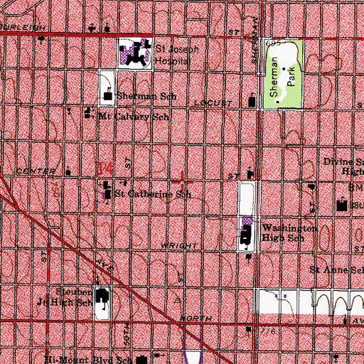 Topographic Map of Fire Station Number 34, WI