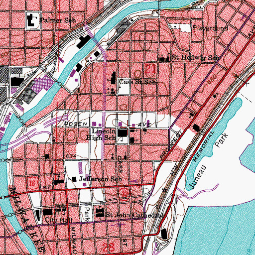 Topographic Map of First Baptist Church, WI