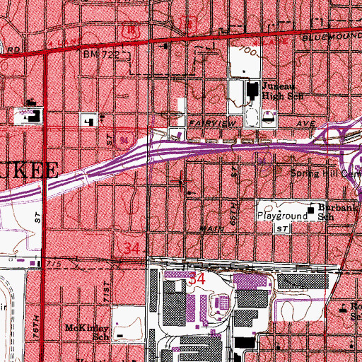 Topographic Map of First Church of the Nazarene, WI