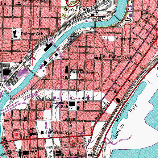 Topographic Map of First Community Church, WI