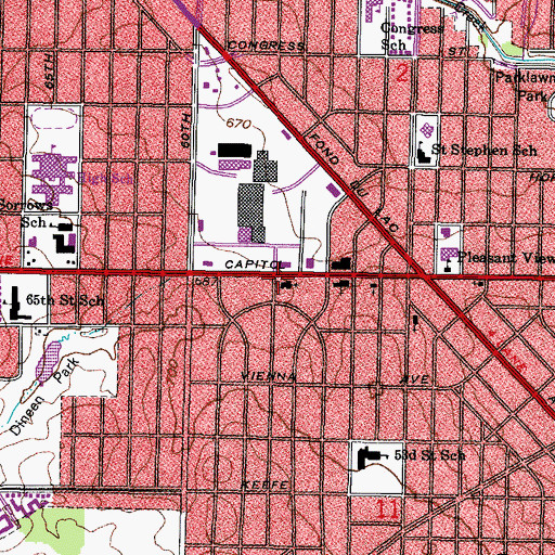 Topographic Map of First Evangelical United Brethren Church (historical), WI