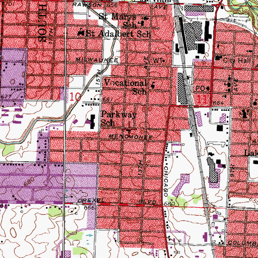 Topographic Map of First Methodist Church, WI