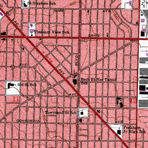 Topographic Map of First Reformed Church, WI