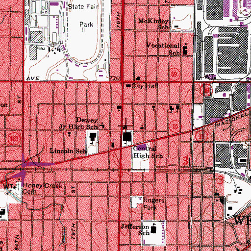 Topographic Map of First United Methodist Church, WI